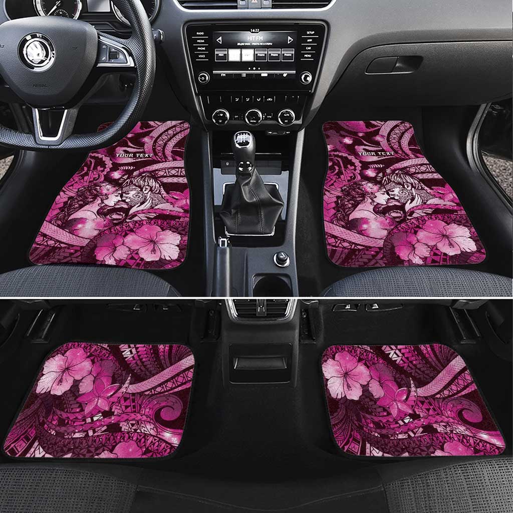 Personalised Maori Romantic Valentine Car Mats The Hongi Kiss Pink Galaxy DT05 Set 4pcs Pink - Polynesian Pride