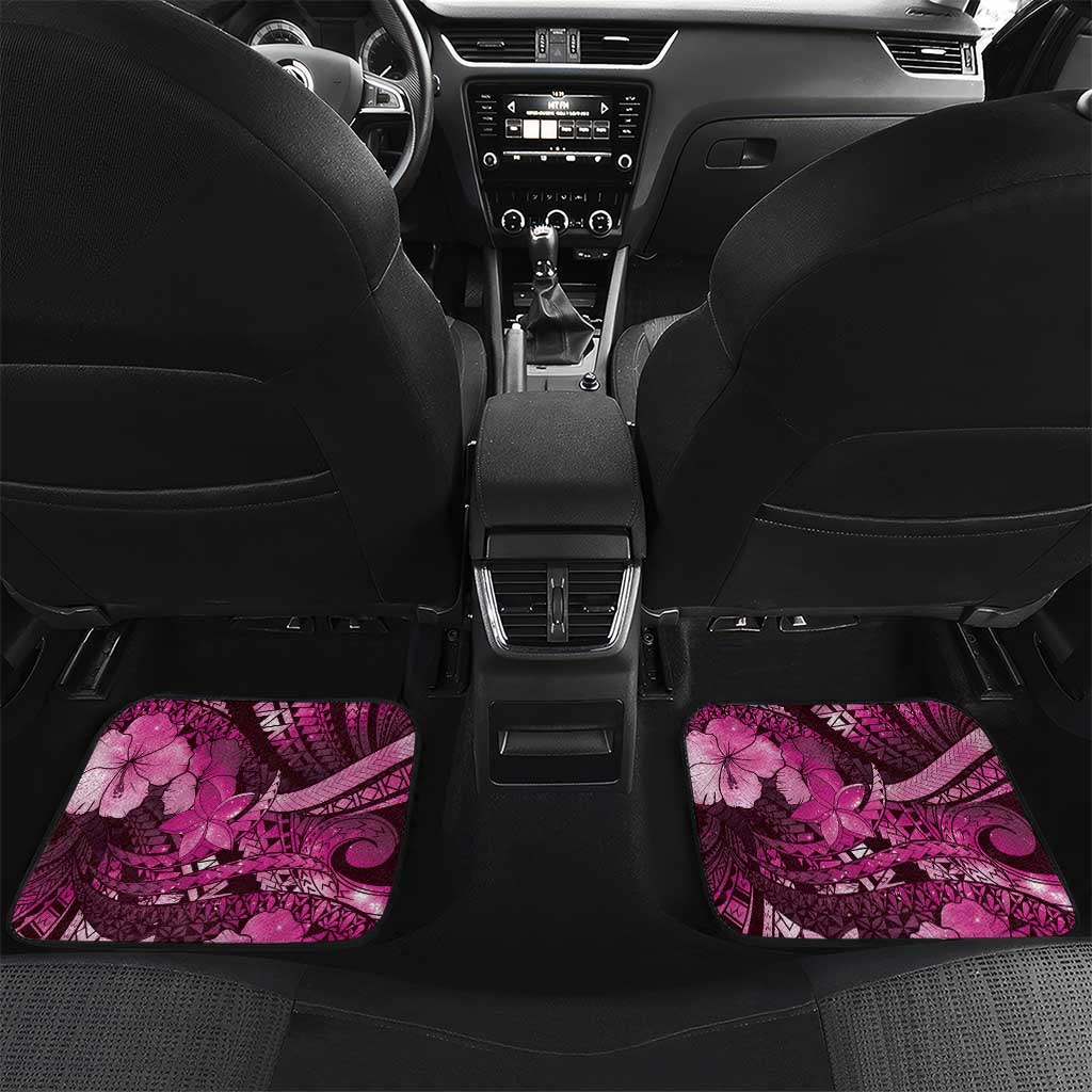 Personalised Maori Romantic Valentine Car Mats The Hongi Kiss Pink Galaxy DT05 Set 2pcs - Back Pink - Polynesian Pride