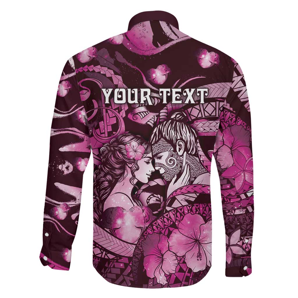 Personalised Maori Romantic Valentine Family Matching Mermaid Dress and Hawaiian Shirt The Hongi Kiss Pink Galaxy