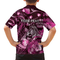 Personalised Maori Romantic Valentine Family Matching Tank Maxi Dress and Hawaiian Shirt The Hongi Kiss Pink Galaxy