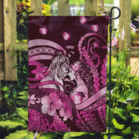 Maori Romantic Valentine Garden Flag The Hongi Kiss Pink Galaxy DT05 Garden Flag Pink - Polynesian Pride
