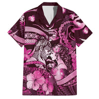 Personalised Maori Romantic Valentine Hawaiian Shirt The Hongi Kiss Pink Galaxy