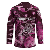 Personalised Maori Romantic Valentine Hockey Jersey The Hongi Kiss Pink Galaxy DT05 - Polynesian Pride