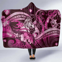 Maori Romantic Valentine Hooded Blanket The Hongi Kiss Pink Galaxy DT05 One Size Pink - Polynesian Pride