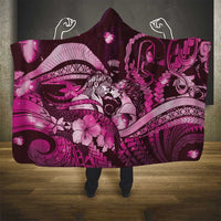 Maori Romantic Valentine Hooded Blanket The Hongi Kiss Pink Galaxy DT05 - Polynesian Pride