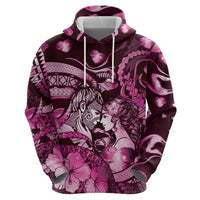 Personalised Maori Romantic Valentine Hoodie The Hongi Kiss Pink Galaxy DT05 - Polynesian Pride