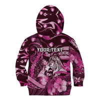 Personalised Maori Romantic Valentine Kid Hoodie The Hongi Kiss Pink Galaxy DT05 - Polynesian Pride