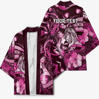 Personalised Maori Romantic Valentine Kimono The Hongi Kiss Pink Galaxy DT05 - Polynesian Pride