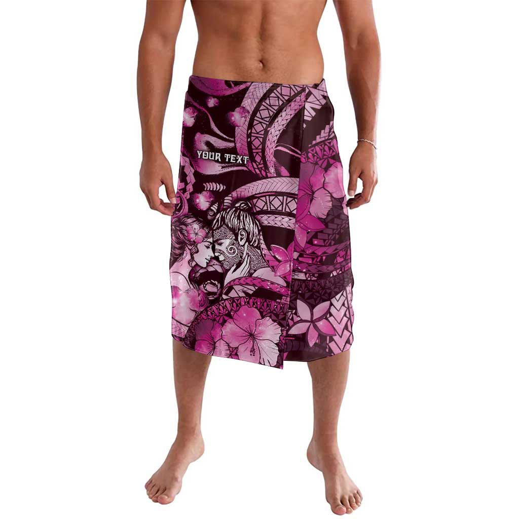 Personalised Maori Romantic Valentine Lavalava The Hongi Kiss Pink Galaxy DT05 Pink - Polynesian Pride
