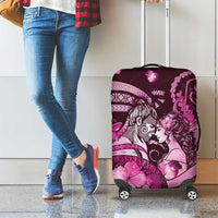 Maori Romantic Valentine Luggage Cover The Hongi Kiss Pink Galaxy DT05 - Polynesian Pride