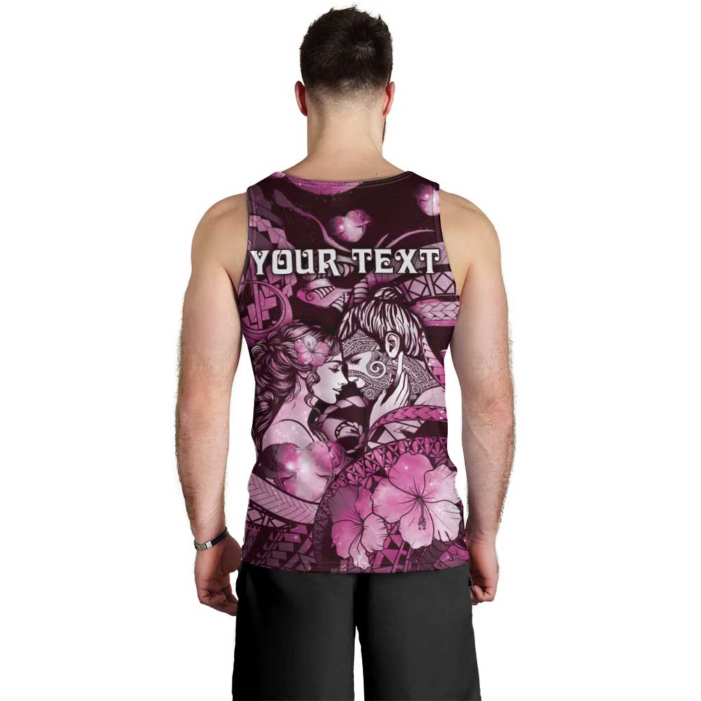 Personalised Maori Romantic Valentine Men Tank Top The Hongi Kiss Pink Galaxy DT05 - Polynesian Pride