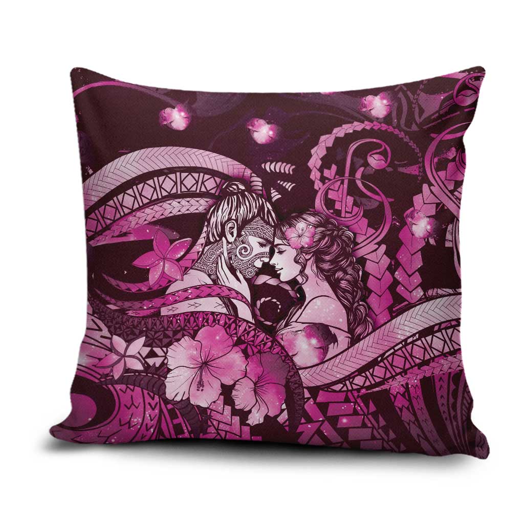 Maori Romantic Valentine Pillow Cover The Hongi Kiss Pink Galaxy DT05 Pink - Polynesian Pride
