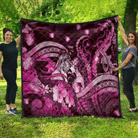 Maori Romantic Valentine Quilt The Hongi Kiss Pink Galaxy DT05 - Polynesian Pride