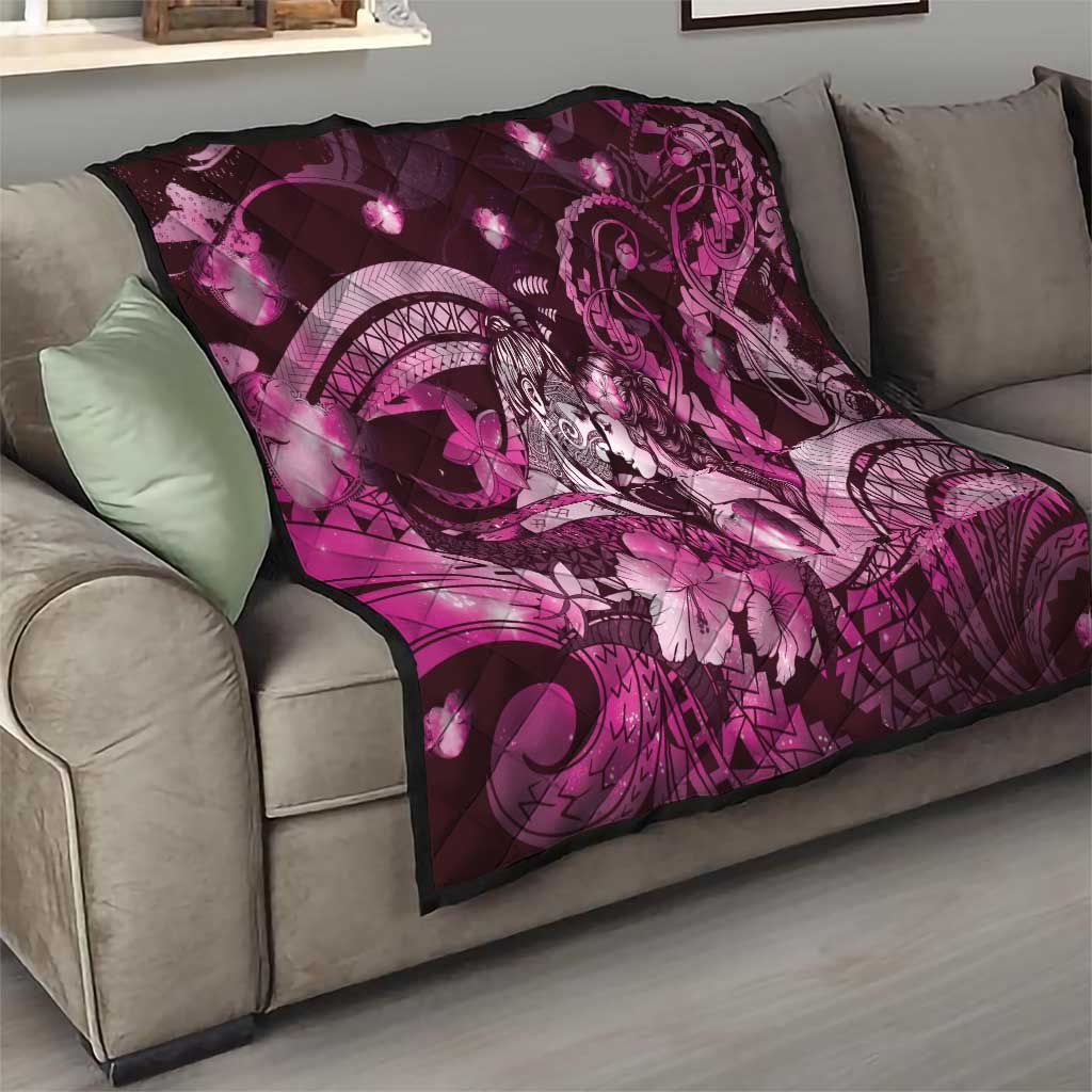 Maori Romantic Valentine Quilt The Hongi Kiss Pink Galaxy DT05 - Polynesian Pride