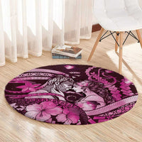 Maori Romantic Valentine Round Carpet The Hongi Kiss Pink Galaxy DT05 - Polynesian Pride