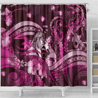 Maori Romantic Valentine Shower Curtain The Hongi Kiss Pink Galaxy DT05 - Polynesian Pride