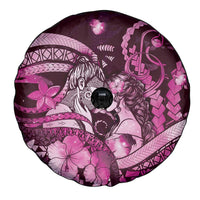 Maori Romantic Valentine Spare Tire Cover The Hongi Kiss Pink Galaxy DT05 - Polynesian Pride