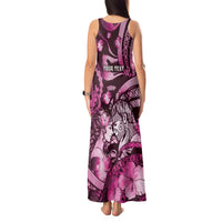 Personalised Maori Romantic Valentine Tank Maxi Dress The Hongi Kiss Pink Galaxy DT05 - Polynesian Pride