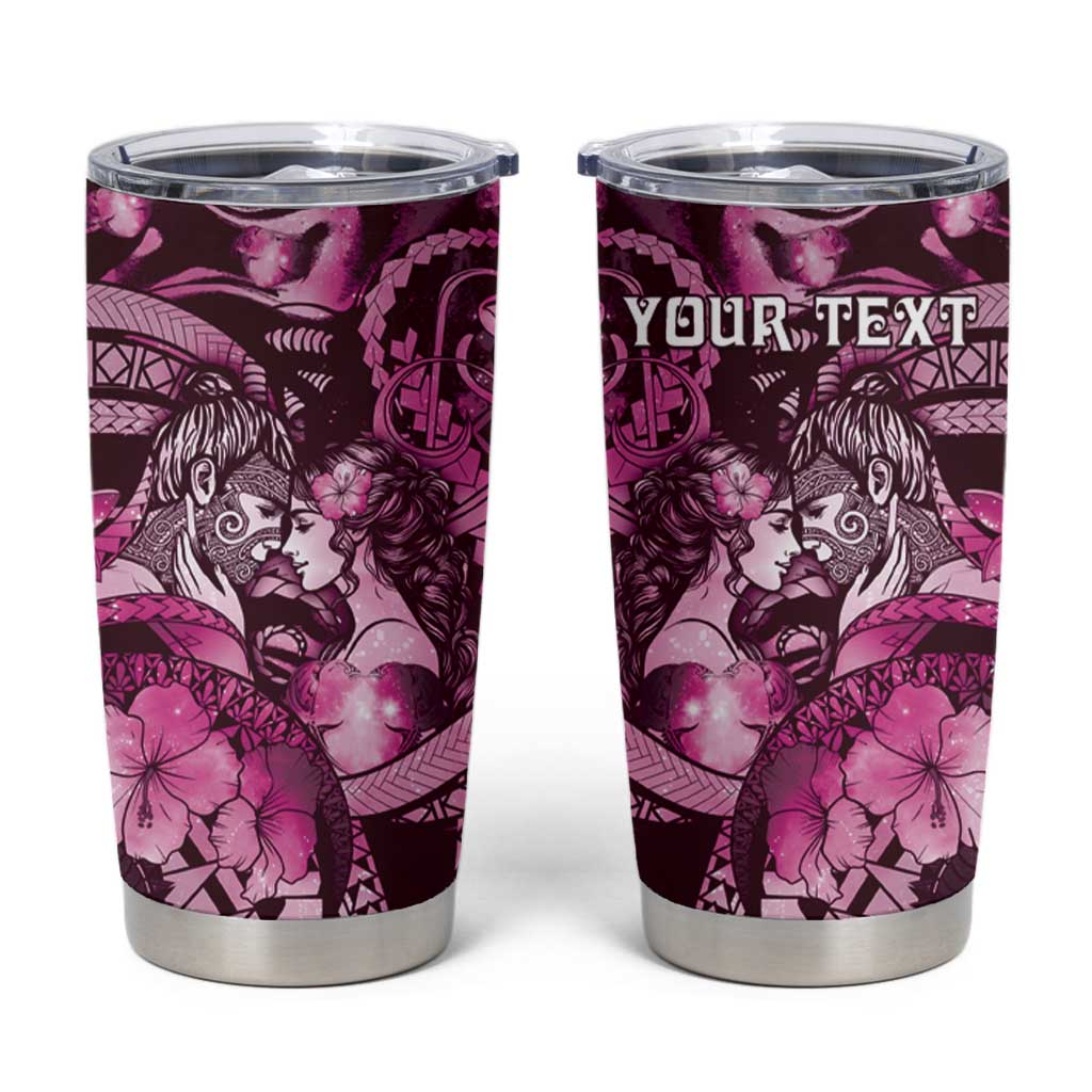Personalised Maori Romantic Valentine Tumbler Cup The Hongi Kiss Pink Galaxy DT05 Pink - Polynesian Pride