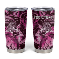 Personalised Maori Romantic Valentine Tumbler Cup The Hongi Kiss Pink Galaxy DT05 Pink - Polynesian Pride