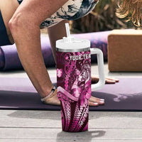 Personalised Maori Romantic Valentine Tumbler With Handle The Hongi Kiss Pink Galaxy DT05 - Polynesian Pride