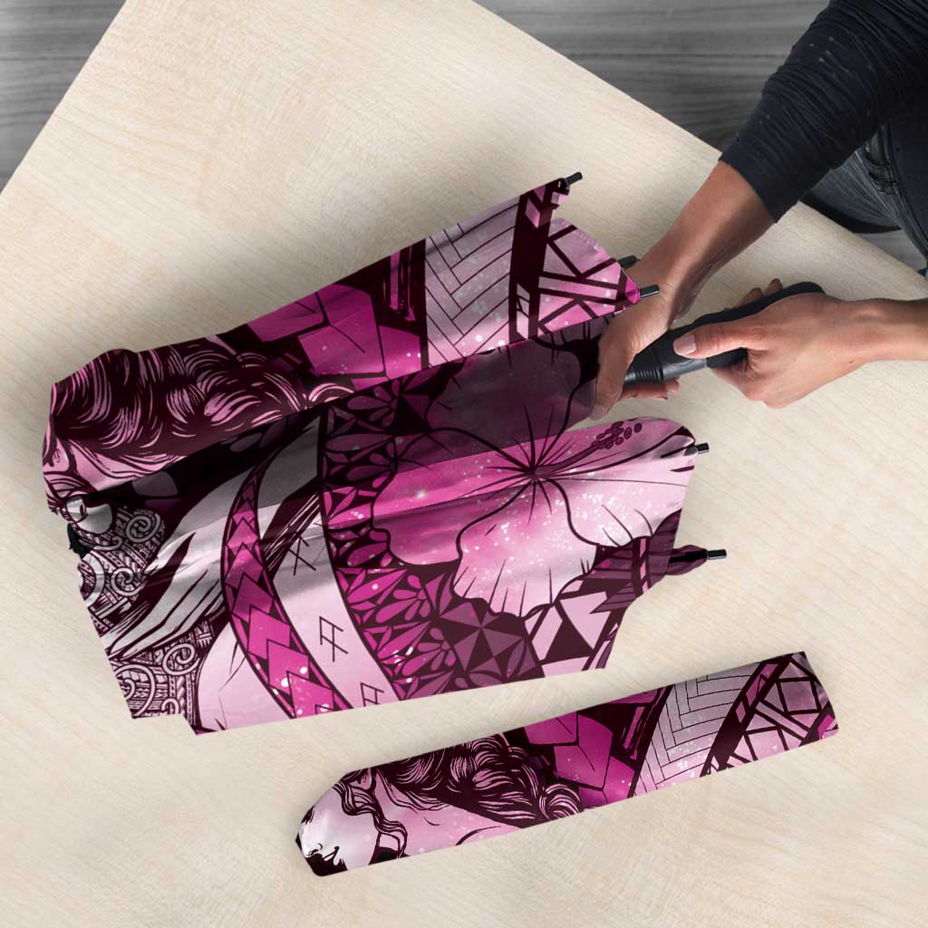 Maori Romantic Valentine Umbrella The Hongi Kiss Pink Galaxy DT05 - Polynesian Pride