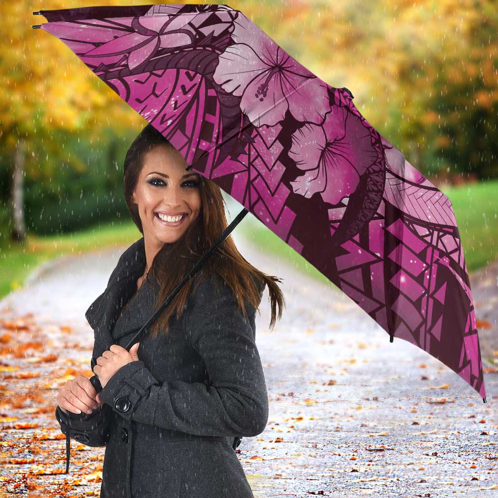 Maori Romantic Valentine Umbrella The Hongi Kiss Pink Galaxy DT05 - Polynesian Pride