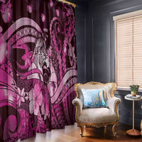 Maori Romantic Valentine Window Curtain The Hongi Kiss Pink Galaxy DT05 - Polynesian Pride