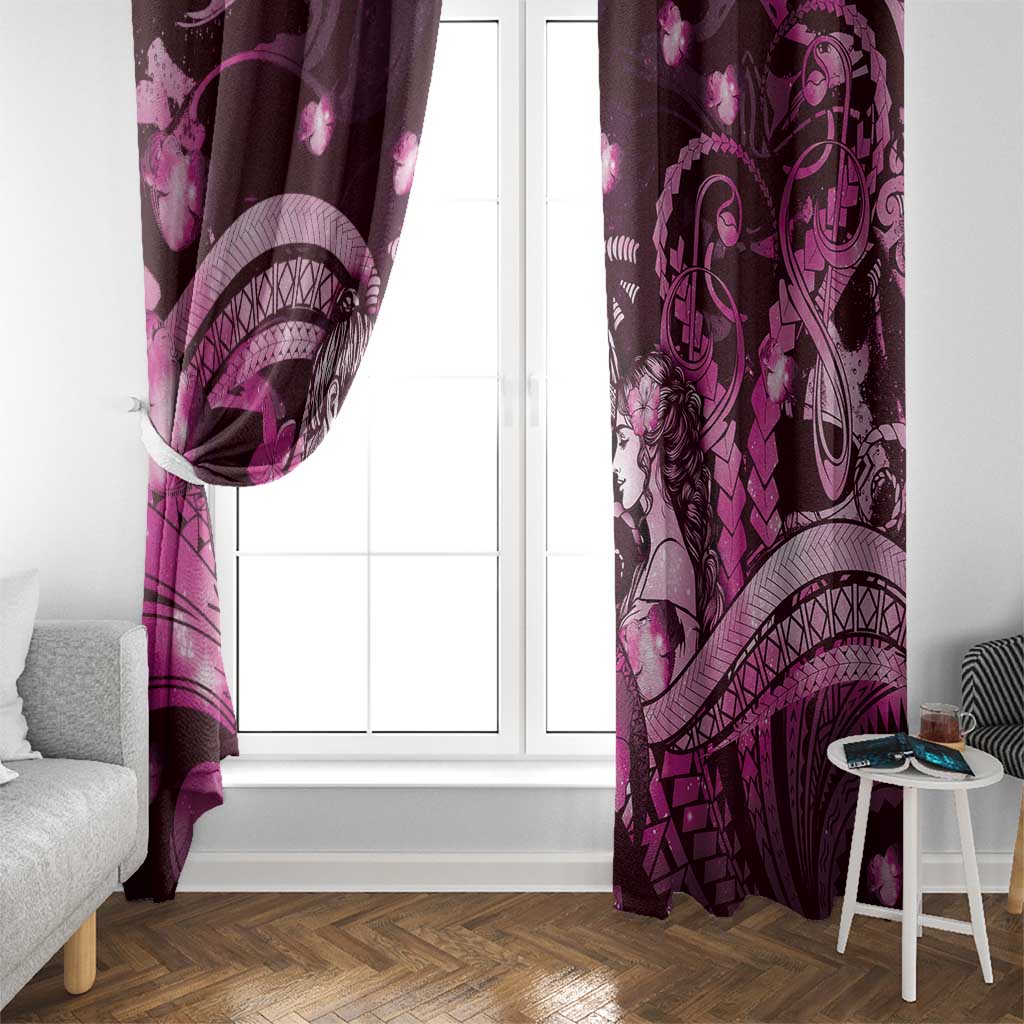 Maori Romantic Valentine Window Curtain The Hongi Kiss Pink Galaxy DT05 - Polynesian Pride