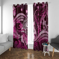 Maori Romantic Valentine Window Curtain The Hongi Kiss Pink Galaxy DT05 With Grommets Pink - Polynesian Pride