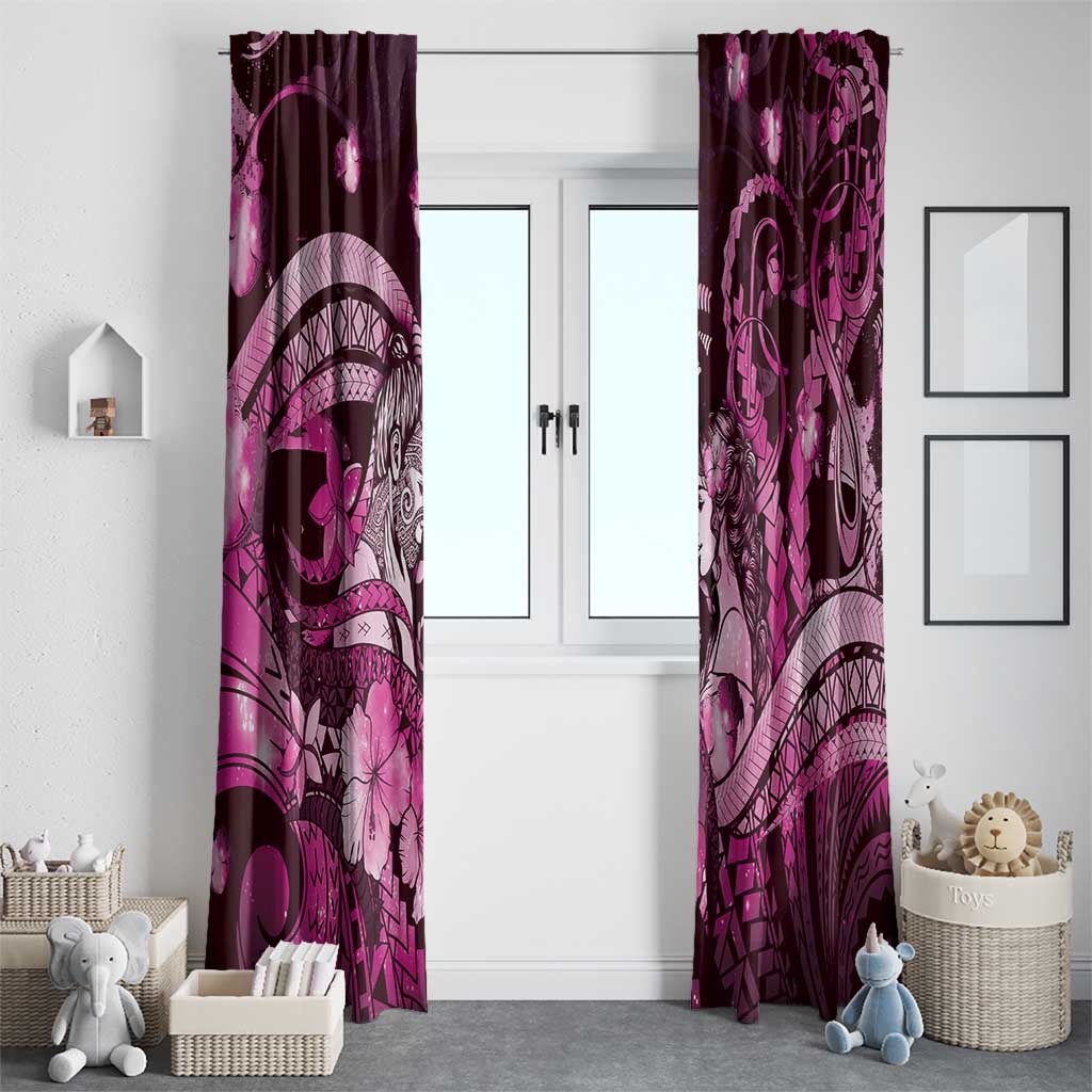 Maori Romantic Valentine Window Curtain The Hongi Kiss Pink Galaxy DT05 - Polynesian Pride