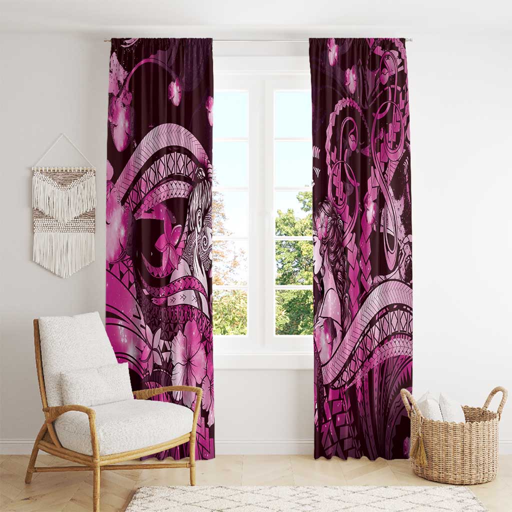 Maori Romantic Valentine Window Curtain The Hongi Kiss Pink Galaxy DT05 - Polynesian Pride