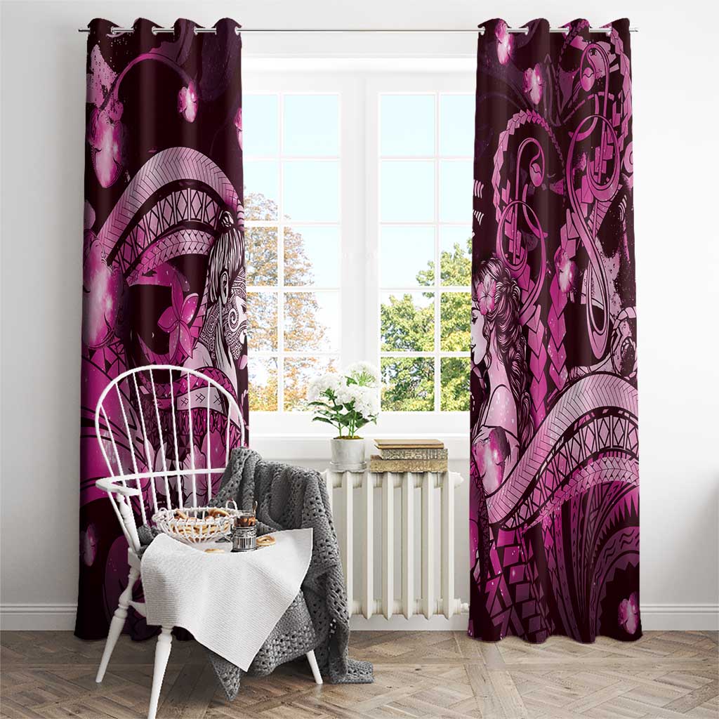 Maori Romantic Valentine Window Curtain The Hongi Kiss Pink Galaxy DT05 - Polynesian Pride