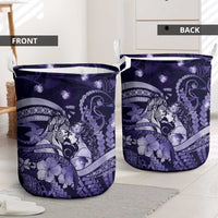 Maori Romantic Valentine Laundry Basket The Hongi Kiss Purple Galaxy DT05 - Polynesian Pride