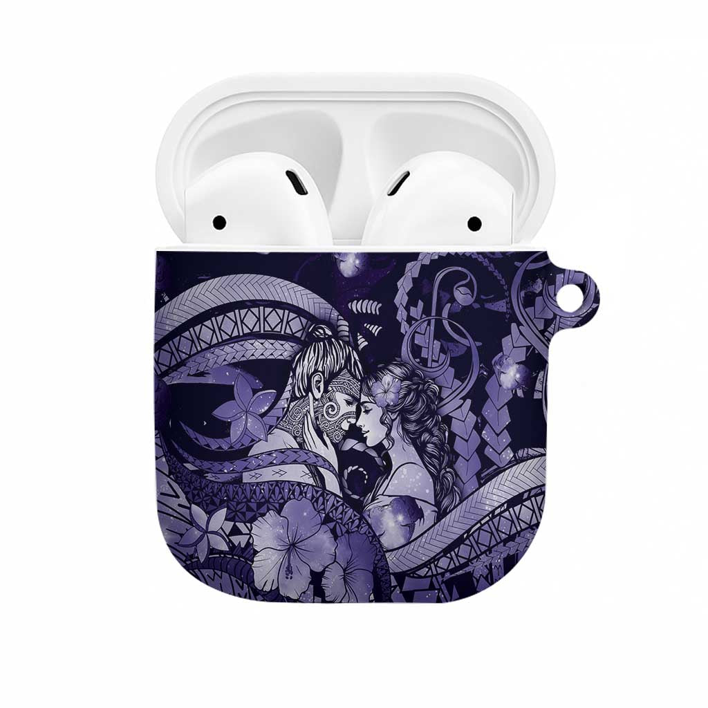 Maori Romantic Valentine AirPods Case The Hongi Kiss Purple Galaxy DT05 Purple - Polynesian Pride