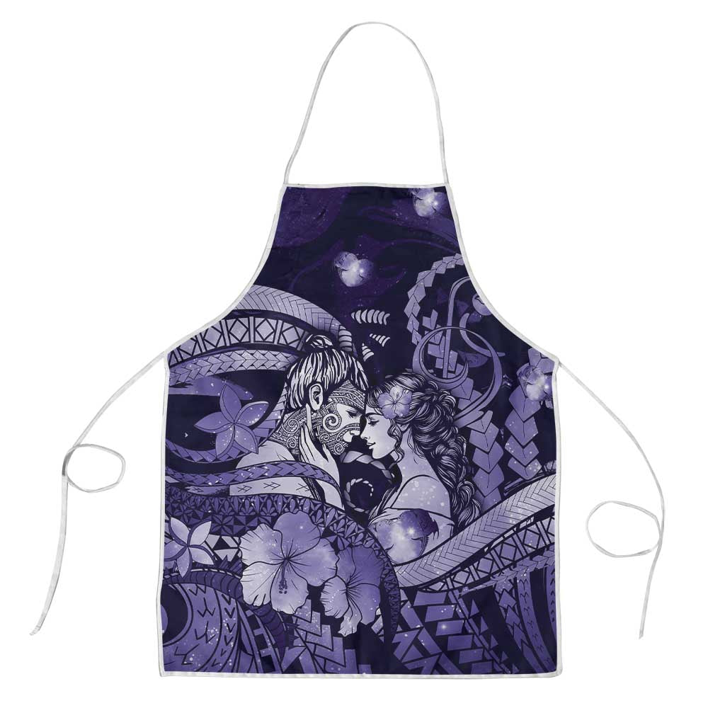 Maori Romantic Valentine Apron The Hongi Kiss Purple Galaxy DT05 Purple - Polynesian Pride