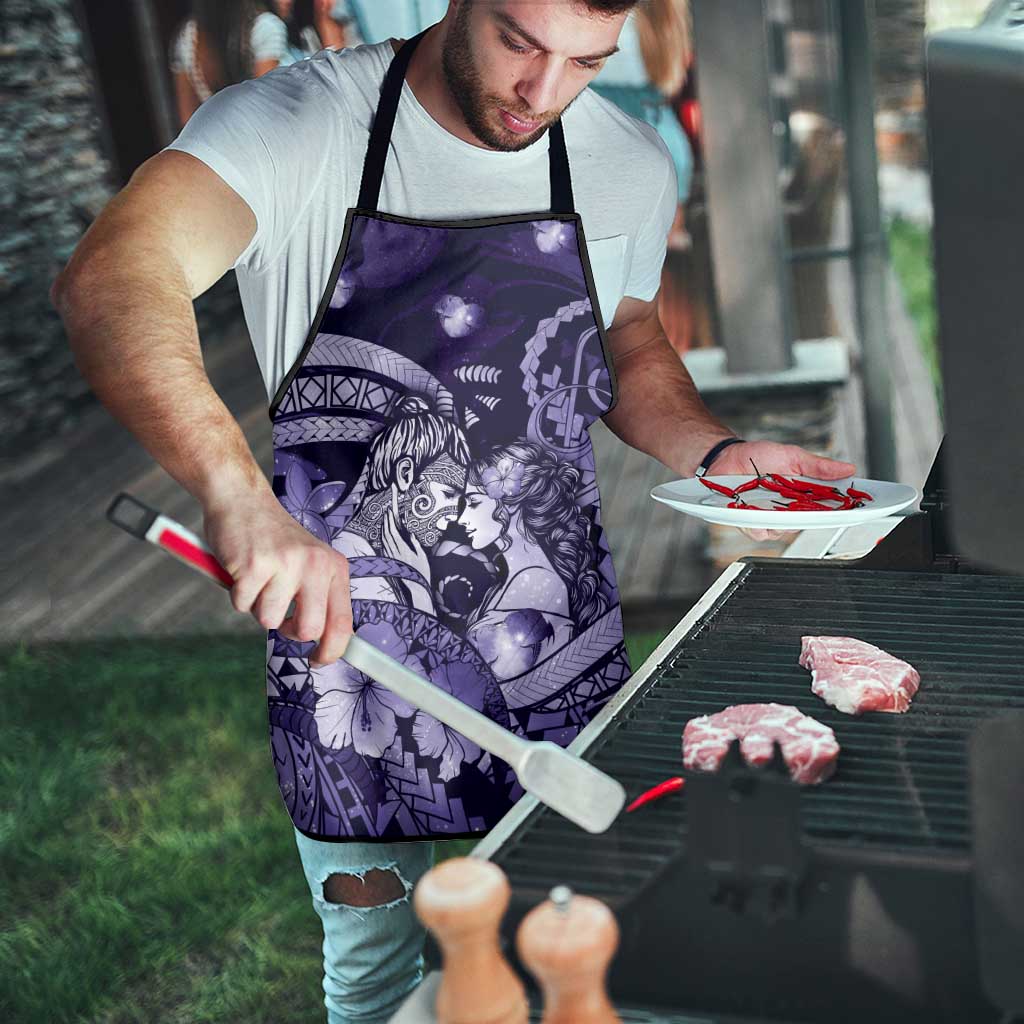 Maori Romantic Valentine Apron The Hongi Kiss Purple Galaxy
