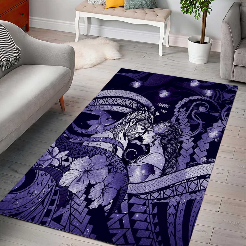 Maori Romantic Valentine Area Rug The Hongi Kiss Purple Galaxy DT05 - Polynesian Pride