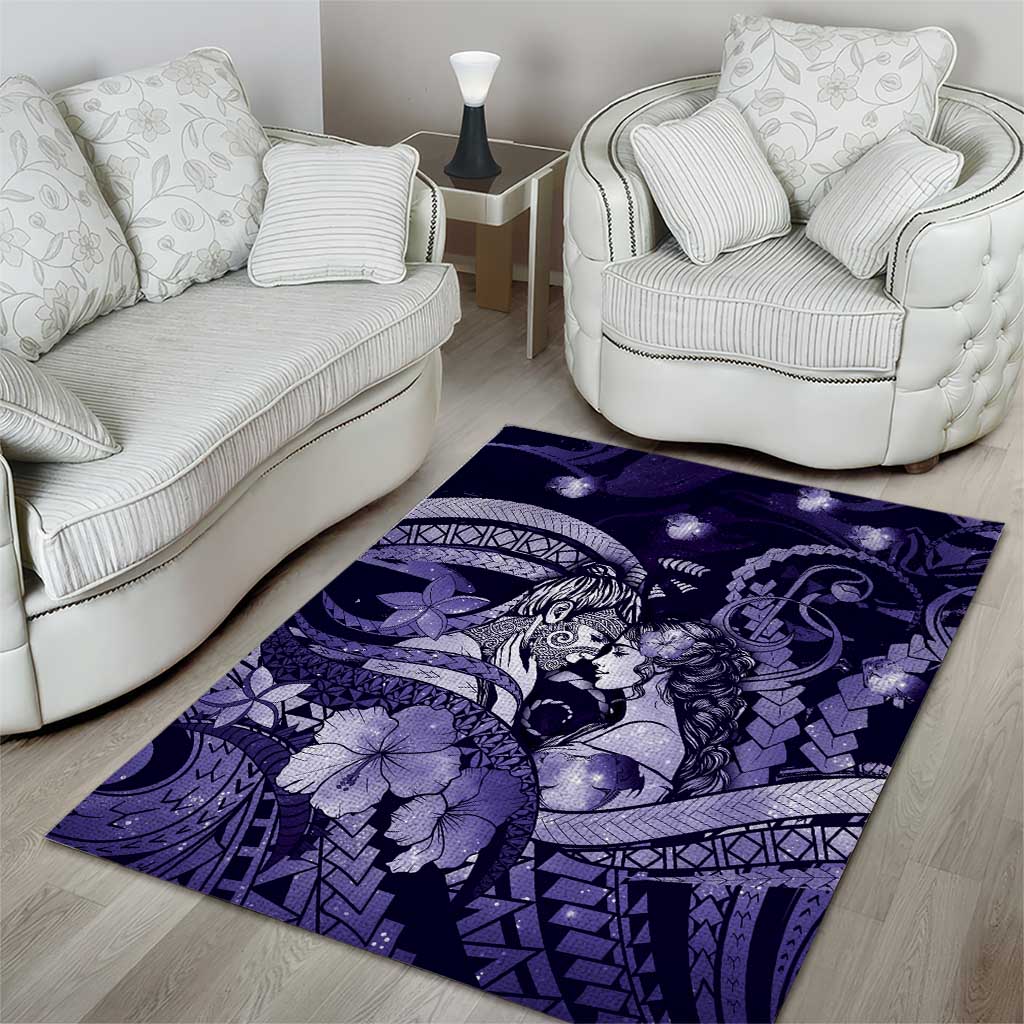 Maori Romantic Valentine Area Rug The Hongi Kiss Purple Galaxy DT05 - Polynesian Pride