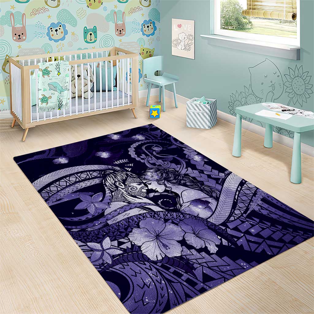 Maori Romantic Valentine Area Rug The Hongi Kiss Purple Galaxy DT05 - Polynesian Pride