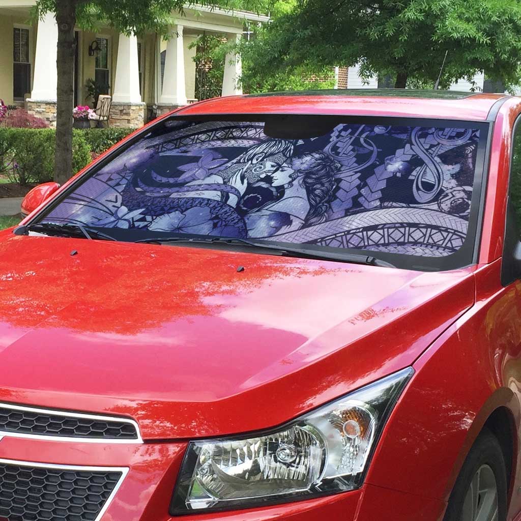 Maori Romantic Valentine Auto Sun Shade The Hongi Kiss Purple Galaxy DT05 - Polynesian Pride