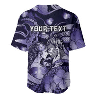 Personalised Maori Romantic Valentine Baseball Jersey The Hongi Kiss Purple Galaxy DT05 - Polynesian Pride