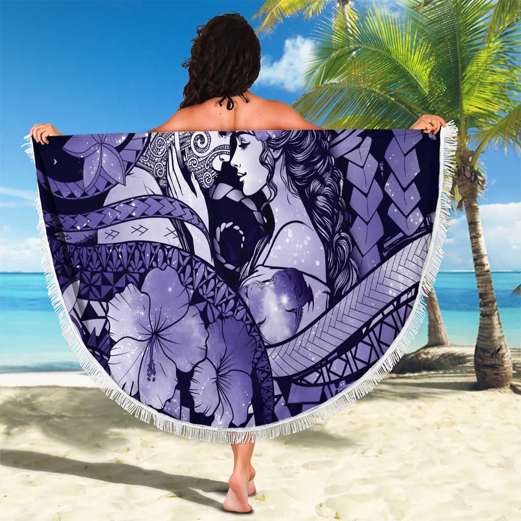 Maori Romantic Valentine Beach Blanket The Hongi Kiss Purple Galaxy DT05 - Polynesian Pride