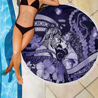Maori Romantic Valentine Beach Blanket The Hongi Kiss Purple Galaxy DT05 - Polynesian Pride