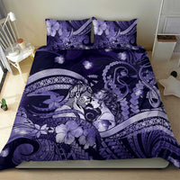 Maori Romantic Valentine Bedding Set The Hongi Kiss Purple Galaxy