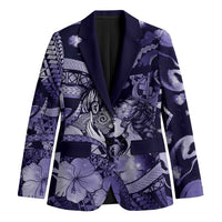 Personalised Maori Romantic Valentine Blazer The Hongi Kiss Purple Galaxy DT05 Unisex Purple - Polynesian Pride