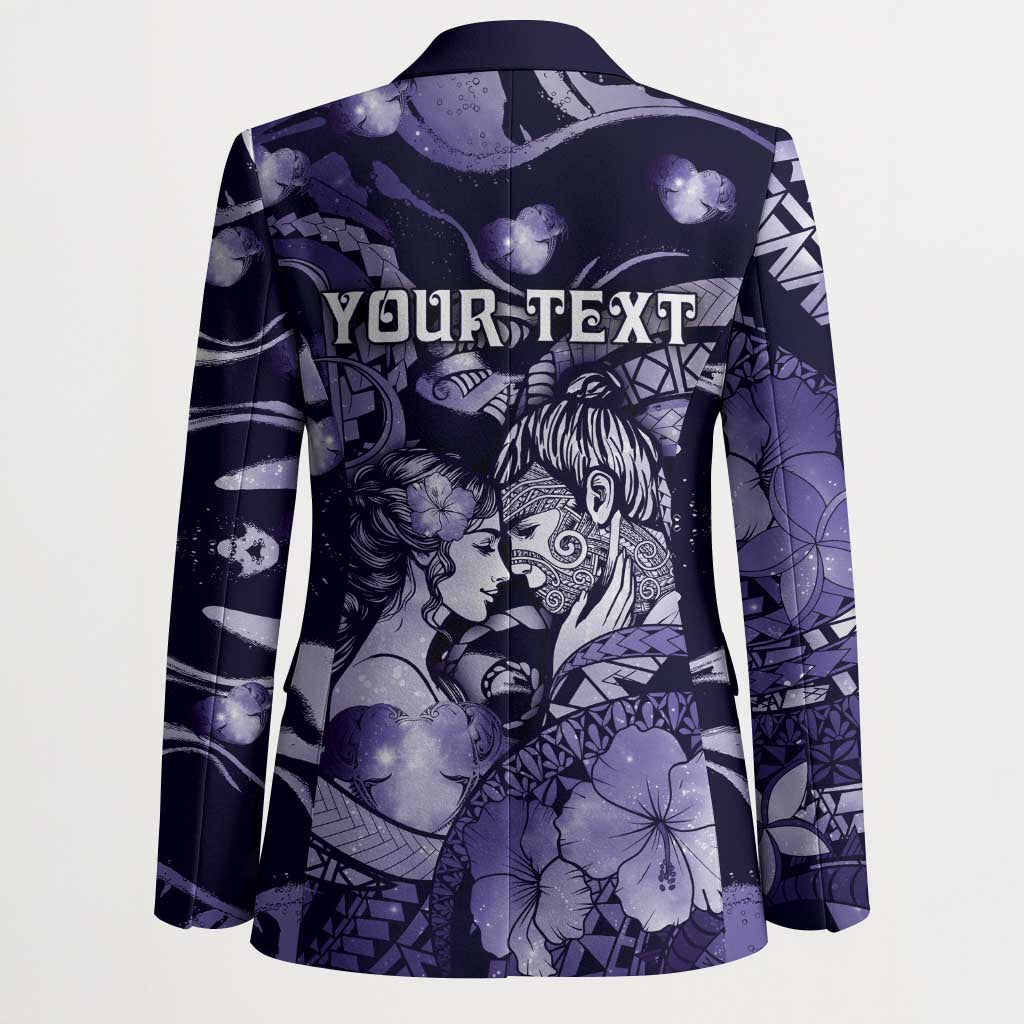 Personalised Maori Romantic Valentine Blazer The Hongi Kiss Purple Galaxy DT05 - Polynesian Pride