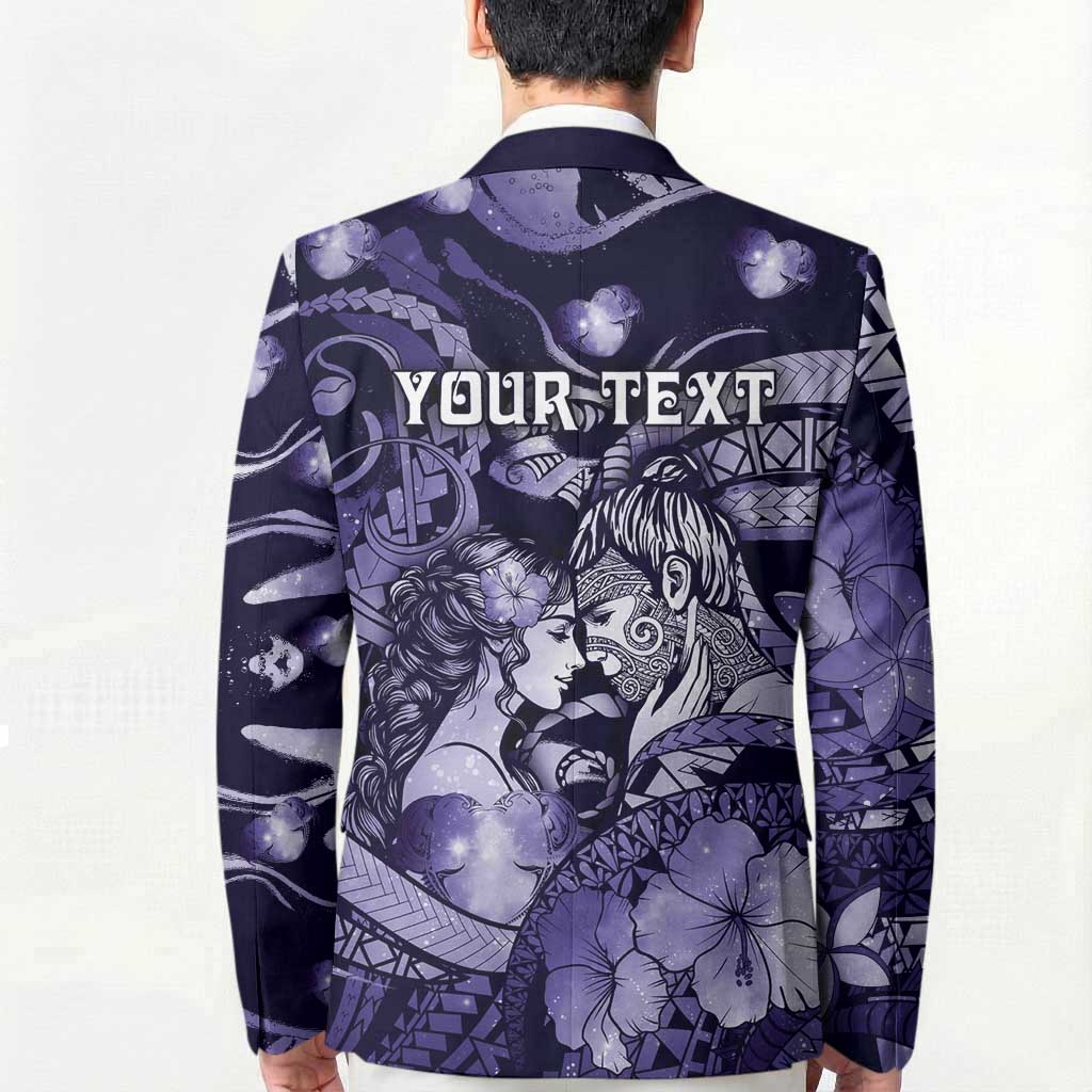Personalised Maori Romantic Valentine Blazer The Hongi Kiss Purple Galaxy DT05 - Polynesian Pride