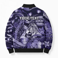 Personalised Maori Romantic Valentine Bomber Puffer Jacket The Hongi Kiss Purple Galaxy DT05 - Polynesian Pride