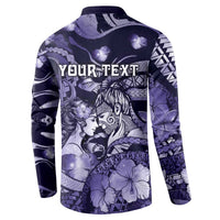 Personalised Maori Romantic Valentine Button Sweatshirt The Hongi Kiss Purple Galaxy DT05 - Polynesian Pride